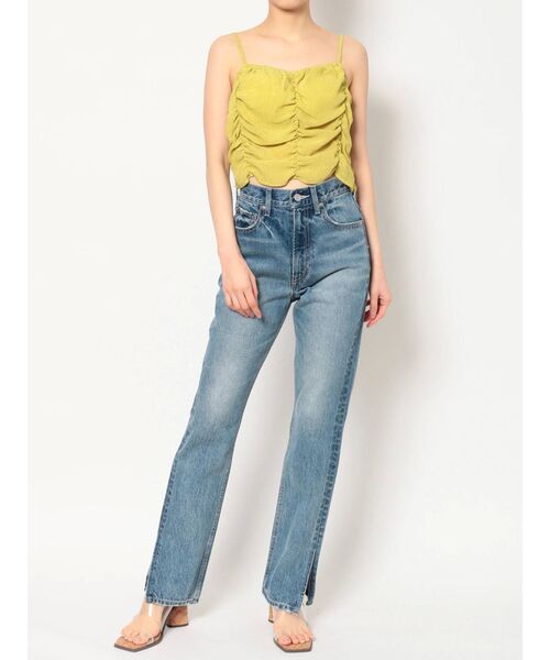 EVRIS（エヴリス）の「シャーリングクロップドトップス（キャミソール・レディース・ホワイト/ブラック/イエロー・FREE）」の8枚目の写真