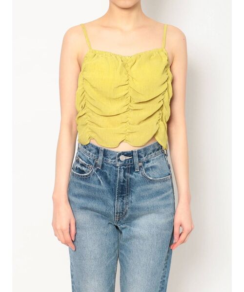 EVRIS（エヴリス）の「シャーリングクロップドトップス（キャミソール・レディース・ホワイト/ブラック/イエロー・FREE）」の9枚目の写真