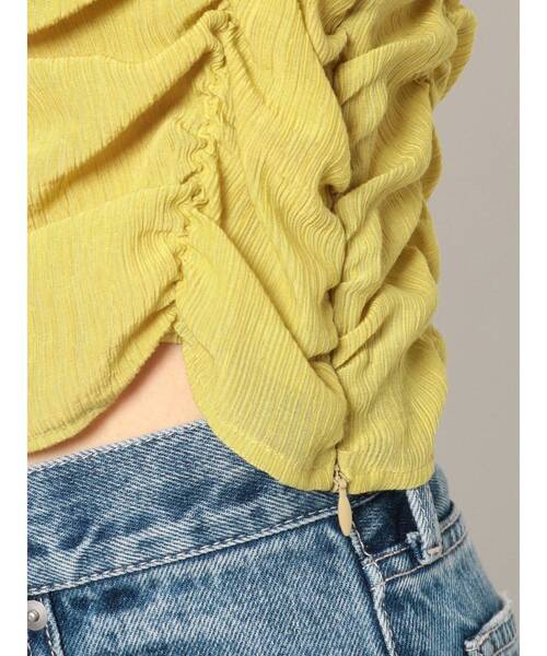 EVRIS（エヴリス）の「シャーリングクロップドトップス（キャミソール・レディース・ホワイト/ブラック/イエロー・FREE）」の14枚目の写真