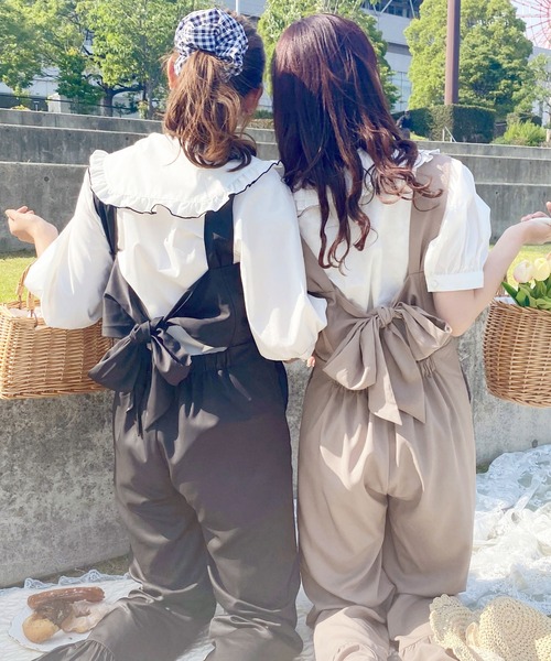 apres jour（アプレジュール）の「アソートバックリボンサロペ【ZOZOTOWN限定アイテム】（サロペット/オーバーオール・レディース・モカ/ブラック/ホワイト系その他/アイボリー/ブラック系その他・MEDIUM/SMALL/X-LARGE）」の3枚目の写真