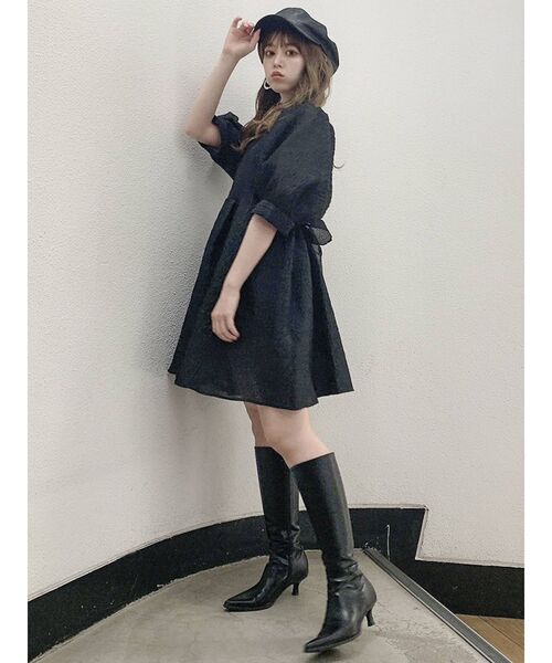 dazzlin（ダズリン）の「プチオープンフレアチュニック（チュニック・レディース・ブラック/オフホワイト・FREE）」の16枚目の写真