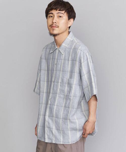 BEAUTY&YOUTH UNITED ARROWS（ビューティーアンドユースユナイテッドアローズ）の「BY リネン ラミー チェック ビッグシルエット シャツ（シャツ/ブラウス・メンズ・ライトブルー/ナチュラル・X-LARGE/SMALL/LARGE/MEDIUM）」の18枚目の写真