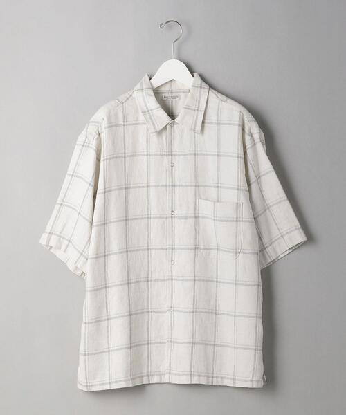BEAUTY&YOUTH UNITED ARROWS（ビューティーアンドユースユナイテッドアローズ）の「BY リネン ラミー チェック ビッグシルエット シャツ（シャツ/ブラウス・メンズ・ライトブルー/ナチュラル・X-LARGE/SMALL/LARGE/MEDIUM）」の8枚目の写真