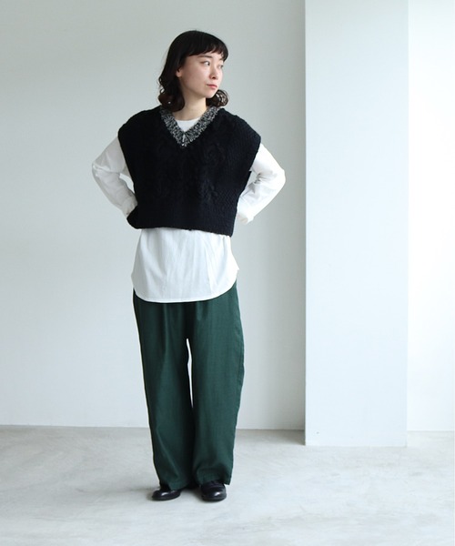 yuni（ユニ　）の「ウール混 LUNAFA　wide petti パンツ（その他パンツ・レディース・グリーン/グレー/ピンク/オレンジ/ブラック/ダークブラウン・FREE）」の12枚目の写真