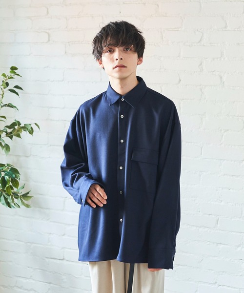 Alpinus（アルピナス）の「Alpinus - lose silhouette regular color shirt /ルーズシルエットレギュラーカラーシャツ（シャツ/ブラウス・メンズ・チャコールグレー/ネイビー/ブラウン・SMALL/MEDIUM）」の5枚目の写真