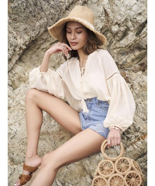 To the sea（トゥーザシー）の「2WAY スモッグチュニックトップス（シャツ/ブラウス・レディース・オレンジ/アイボリー・FREE）」の18枚目の写真