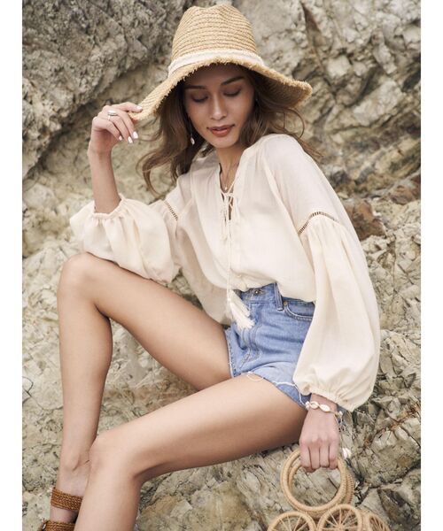 To the sea（トゥーザシー）の「2WAY スモッグチュニックトップス（シャツ/ブラウス・レディース・オレンジ/アイボリー・FREE）」の20枚目の写真