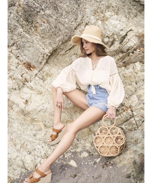 To the sea（トゥーザシー）の「2WAY スモッグチュニックトップス（シャツ/ブラウス・レディース・オレンジ/アイボリー・FREE）」の9枚目の写真