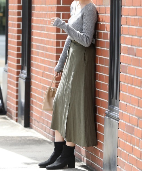 Bifrost（ビフレスト）の「リネンライクロングスカート（スカート・レディース・ブラック/カーキ/モカ/ベージュ・M/L）」の4枚目の写真