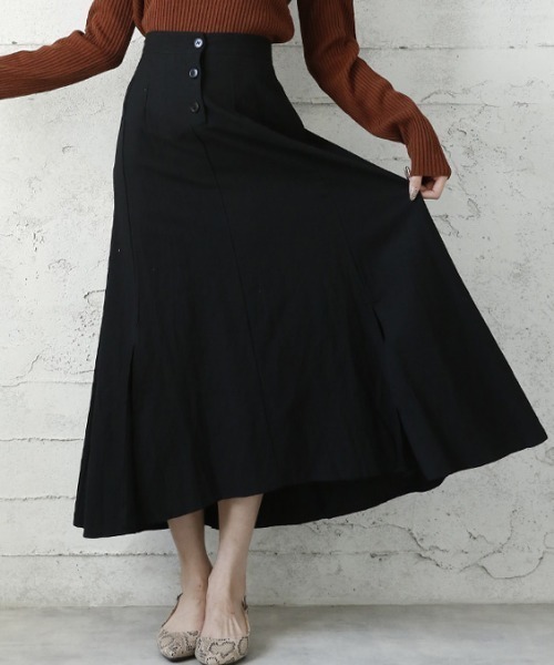 Bifrost（ビフレスト）の「リネンライクロングスカート（スカート・レディース・ブラック/カーキ/モカ/ベージュ・M/L）」の6枚目の写真