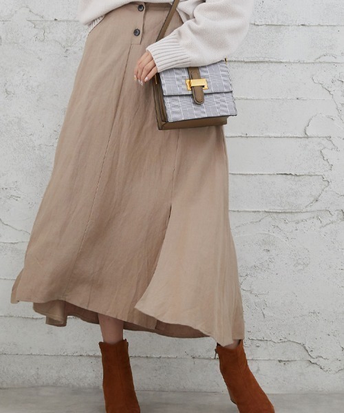Bifrost（ビフレスト）の「リネンライクロングスカート（スカート・レディース・ブラック/カーキ/モカ/ベージュ・M/L）」の7枚目の写真