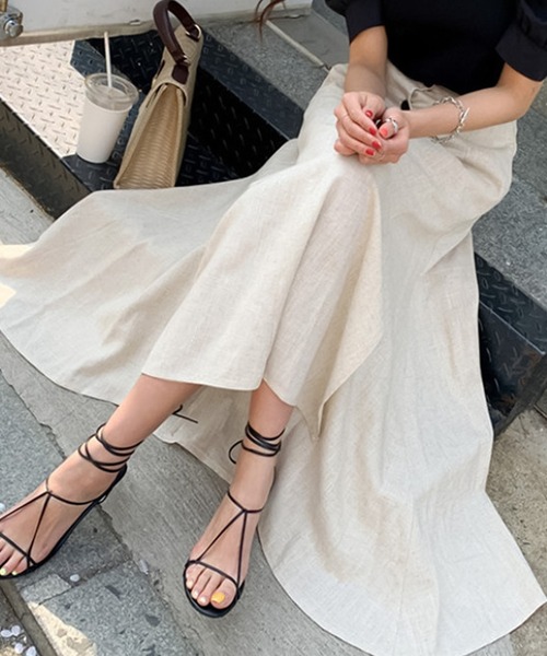 Bifrost（ビフレスト）の「リネンライクロングスカート（スカート・レディース・ブラック/カーキ/モカ/ベージュ・M/L）」の11枚目の写真