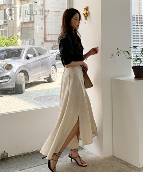 Bifrost（ビフレスト）の「リネンライクロングスカート（スカート・レディース・ブラック/カーキ/モカ/ベージュ・M/L）」の15枚目の写真