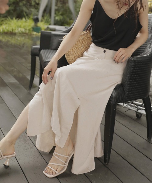 Bifrost（ビフレスト）の「リネンライクロングスカート（スカート・レディース・ブラック/カーキ/モカ/ベージュ・M/L）」の18枚目の写真