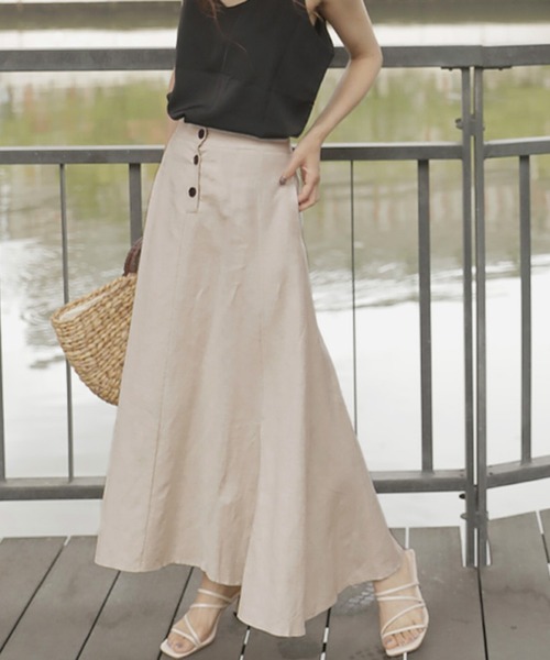 Bifrost（ビフレスト）の「リネンライクロングスカート（スカート・レディース・ブラック/カーキ/モカ/ベージュ・M/L）」の19枚目の写真