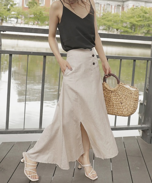 Bifrost（ビフレスト）の「リネンライクロングスカート（スカート・レディース・ブラック/カーキ/モカ/ベージュ・M/L）」の20枚目の写真