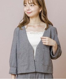 flower | ハウンドトゥースジャケット(ノーカラージャケット)