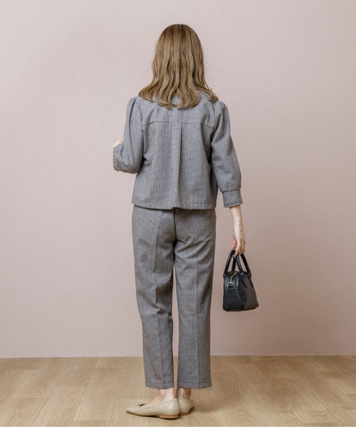 flower（フラワー）の「ハウンドトゥースジャケット（ノーカラージャケット・レディース・ベージュ/ブラウン・FREE）」の10枚目の写真