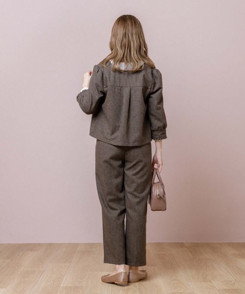 flower（フラワー）の「ハウンドトゥースジャケット（ノーカラージャケット・レディース・ベージュ/ブラウン・FREE）」の16枚目の写真