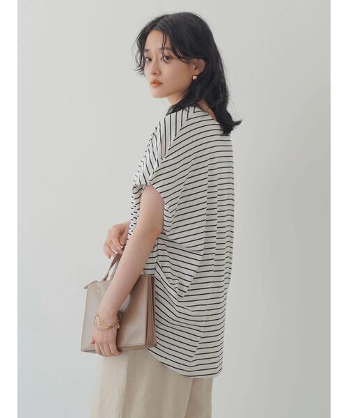 AMERICAN HOLIC(アメリカンホリック)の「ボーダーVネックサイドタックカットプルオーバー(Tシャツ/カットソー・レディース・ブラウン/ホワイト系その他4/ブラック系その他4・M/L)」の7枚目の写真