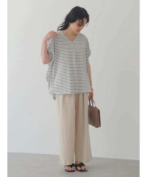 AMERICAN HOLIC(アメリカンホリック)の「ボーダーVネックサイドタックカットプルオーバー(Tシャツ/カットソー・レディース・ブラウン/ホワイト系その他4/ブラック系その他4・M/L)」の14枚目の写真
