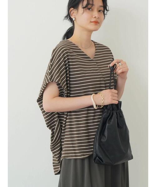 AMERICAN HOLIC(アメリカンホリック)の「ボーダーVネックサイドタックカットプルオーバー(Tシャツ/カットソー・レディース・ブラウン/ホワイト系その他4/ブラック系その他4・M/L)」の16枚目の写真