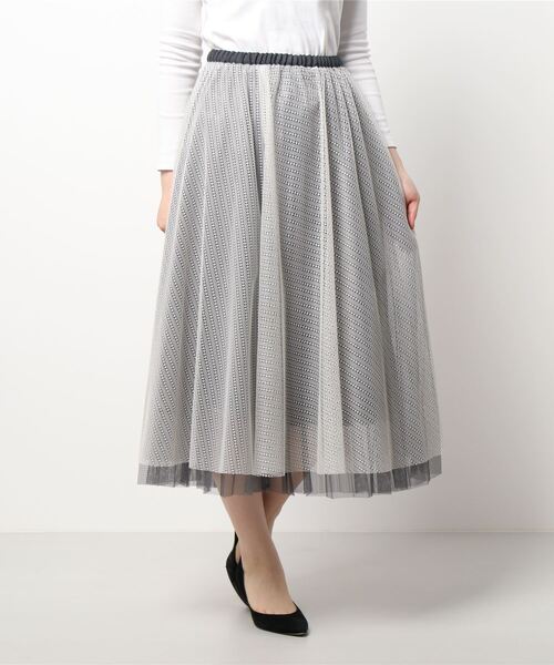 Jines(ジネス)の「シャンブレーチュール プリーツリバーシブルスカート(スカート・レディース・グレー/グリーン・38)」の3枚目の写真