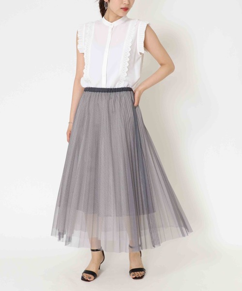 Jines(ジネス)の「シャンブレーチュール プリーツリバーシブルスカート(スカート・レディース・グレー/グリーン・38)」の9枚目の写真