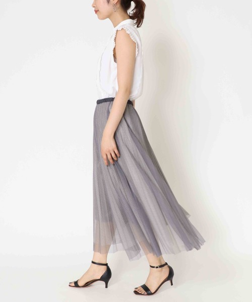 Jines(ジネス)の「シャンブレーチュール プリーツリバーシブルスカート(スカート・レディース・グレー/グリーン・38)」の10枚目の写真