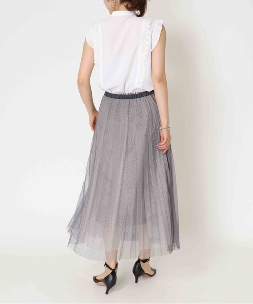 Jines(ジネス)の「シャンブレーチュール プリーツリバーシブルスカート(スカート・レディース・グレー/グリーン・38)」の11枚目の写真