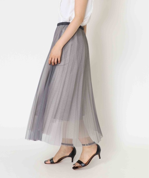 Jines(ジネス)の「シャンブレーチュール プリーツリバーシブルスカート(スカート・レディース・グレー/グリーン・38)」の4枚目の写真