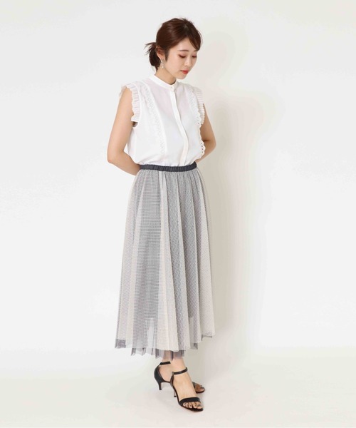 Jines(ジネス)の「シャンブレーチュール プリーツリバーシブルスカート(スカート・レディース・グレー/グリーン・38)」の13枚目の写真