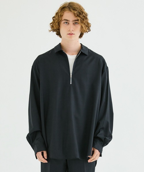 Name. 】WOOL CHECK HALF ZIP SHIRT 