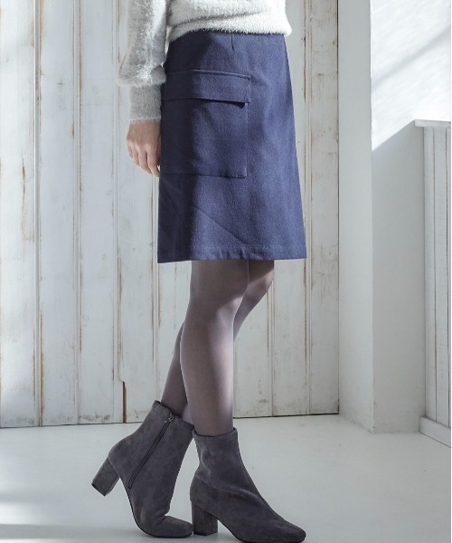 12Twelve Agenda（トゥエルブ　アジェンダ）の「TRライト起毛片ポケット台形スカート（スカート・レディース・ネイビー/オフホワイト・M/S）」の12枚目の写真