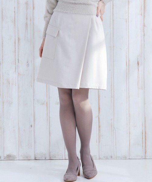 12Twelve Agenda（トゥエルブ　アジェンダ）の「TRライト起毛片ポケット台形スカート（スカート・レディース・ネイビー/オフホワイト・M/S）」の18枚目の写真