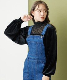 MADEMOISELLE ROPE' | 異素材コンビフロントレースベロアカットソー(Tシャツ/カットソー)