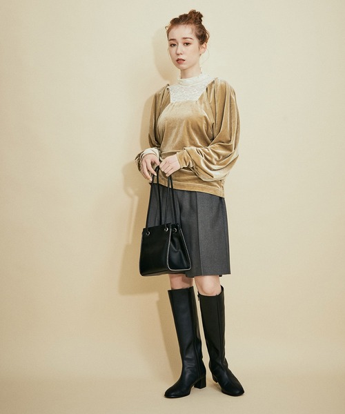 MADEMOISELLE ROPE'(マドモアゼル ロペ)の「フロントレースベロアトップス(Tシャツ/カットソー・レディース・ブラック/オフホワイト・38)」の20枚目の写真