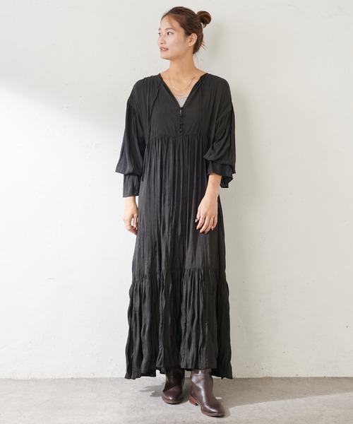 SHENERY（シーナリー）の「ワッシャーティアードドレス（ドレス・レディース・ブラック/アイボリー・38/36）」の10枚目の写真