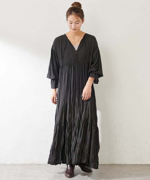 SHENERY（シーナリー）の「ワッシャーティアードドレス（ドレス・レディース・ブラック/アイボリー・38/36）」の11枚目の写真