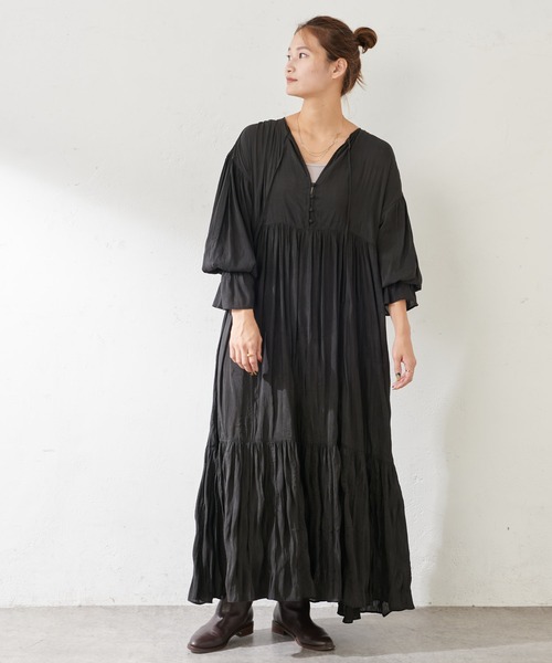 SHENERY（シーナリー）の「ワッシャーティアードドレス（ドレス・レディース・ブラック/アイボリー・38/36）」の12枚目の写真