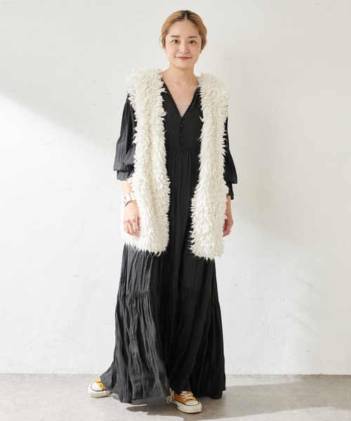 SHENERY（シーナリー）の「ワッシャーティアードドレス（ドレス・レディース・ブラック/アイボリー・38/36）」の7枚目の写真