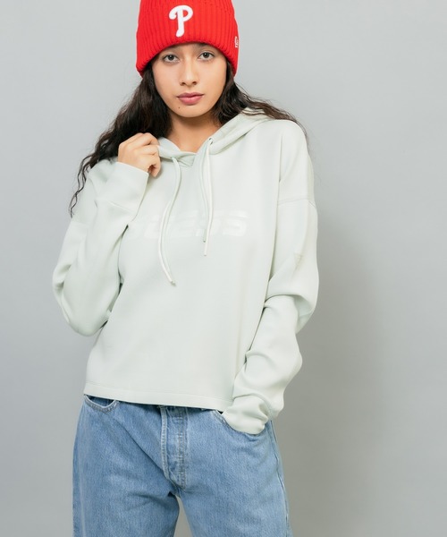 Guess（ゲス）の「GUESS/ゲス HOODIE ALLIE SWEATSH フロントロゴ クロップド丈 プルオーバーパーカー ショート丈 トレーニング（パーカー・レディース・ピンク/ミント・M/S/L）」の10枚目の写真