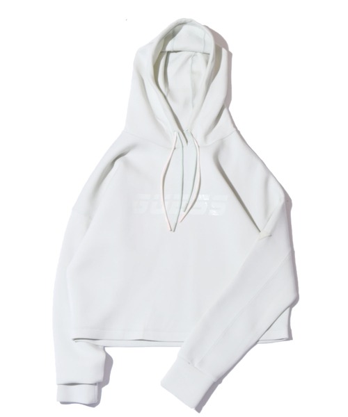 Guess（ゲス）の「GUESS/ゲス HOODIE ALLIE SWEATSH フロントロゴ クロップド丈 プルオーバーパーカー ショート丈 トレーニング（パーカー・レディース・ピンク/ミント・M/S/L）」の8枚目の写真