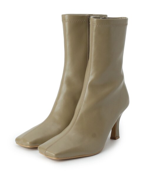 ESPERANZA（エスペランサ）の「【残りわずか】スクエアトゥスクエアヒールストレッチショートブーツ（ブーツ・レディース・ブラック/ベージュ/カーキ/ブルー・LL/S/M/L）」の4枚目の写真