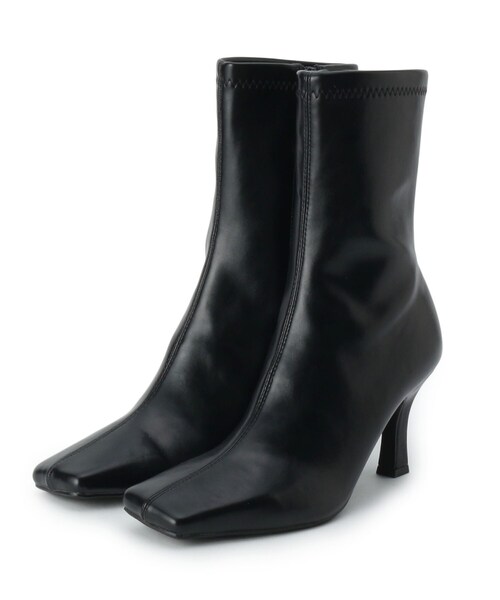 ESPERANZA（エスペランサ）の「【残りわずか】スクエアトゥスクエアヒールストレッチショートブーツ（ブーツ・レディース・ブラック/ベージュ/カーキ/ブルー・LL/S/M/L）」の8枚目の写真