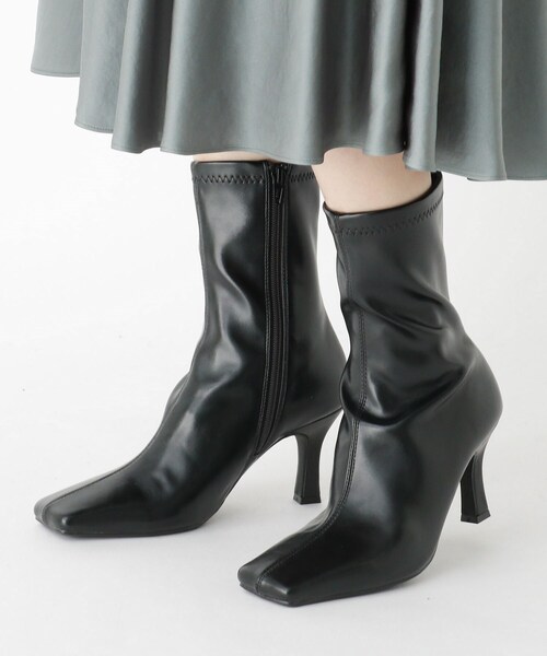 ESPERANZA（エスペランサ）の「【残りわずか】スクエアトゥスクエアヒールストレッチショートブーツ（ブーツ・レディース・ブラック/ベージュ/カーキ/ブルー・LL/S/M/L）」の11枚目の写真