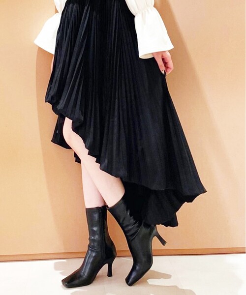 ESPERANZA（エスペランサ）の「【残りわずか】スクエアトゥスクエアヒールストレッチショートブーツ（ブーツ・レディース・ブラック/ベージュ/カーキ/ブルー・LL/S/M/L）」の12枚目の写真