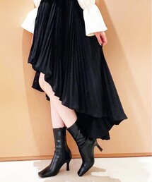 ◆【残りわずか】スクエアトゥスクエアヒールストレッチショートブーツ