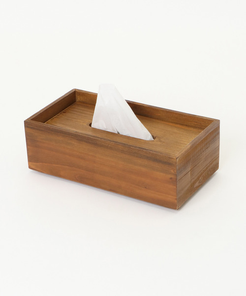 LBC（エルビーシー）の「【スタッキング対応アイテム】ウッド ティッシュボックス（収納グッズ・レディース・ブラウン/ライトブラウン・FREE）」の3枚目の写真