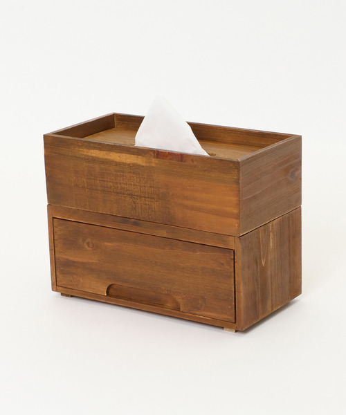 LBC（エルビーシー）の「【スタッキング対応アイテム】ウッド ティッシュボックス（収納グッズ・レディース・ブラウン/ライトブラウン・FREE）」の6枚目の写真